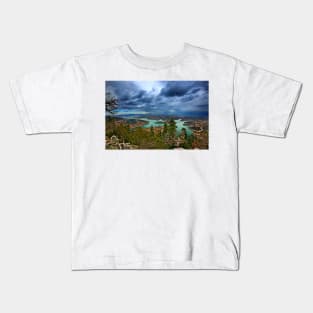 Panorama of Plastiras lake Kids T-Shirt